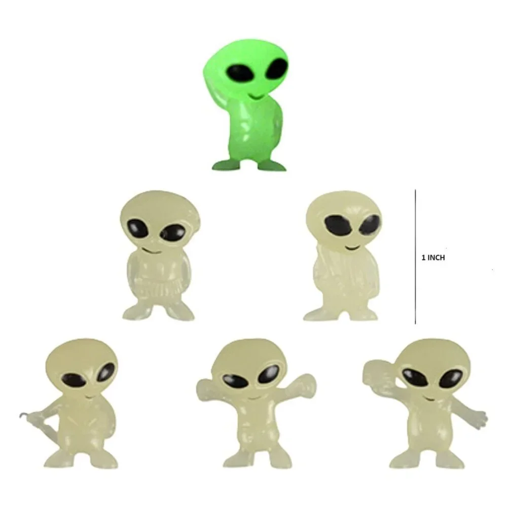Glow in The Dark Alien Figurines Pack of 100 Party Favors and Cake Toppers
